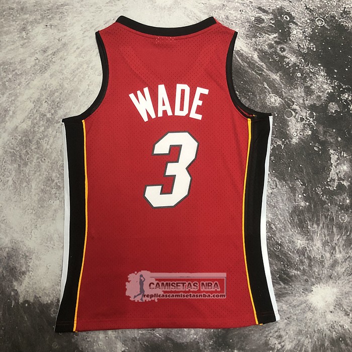 Camiseta Miami Heat Dwyane Wade NO 3 Mitchell & Ness 2005-06 Rojo